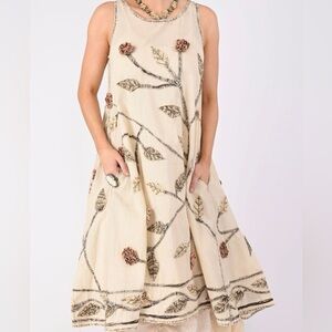 Floral Embroidered Cream Dress